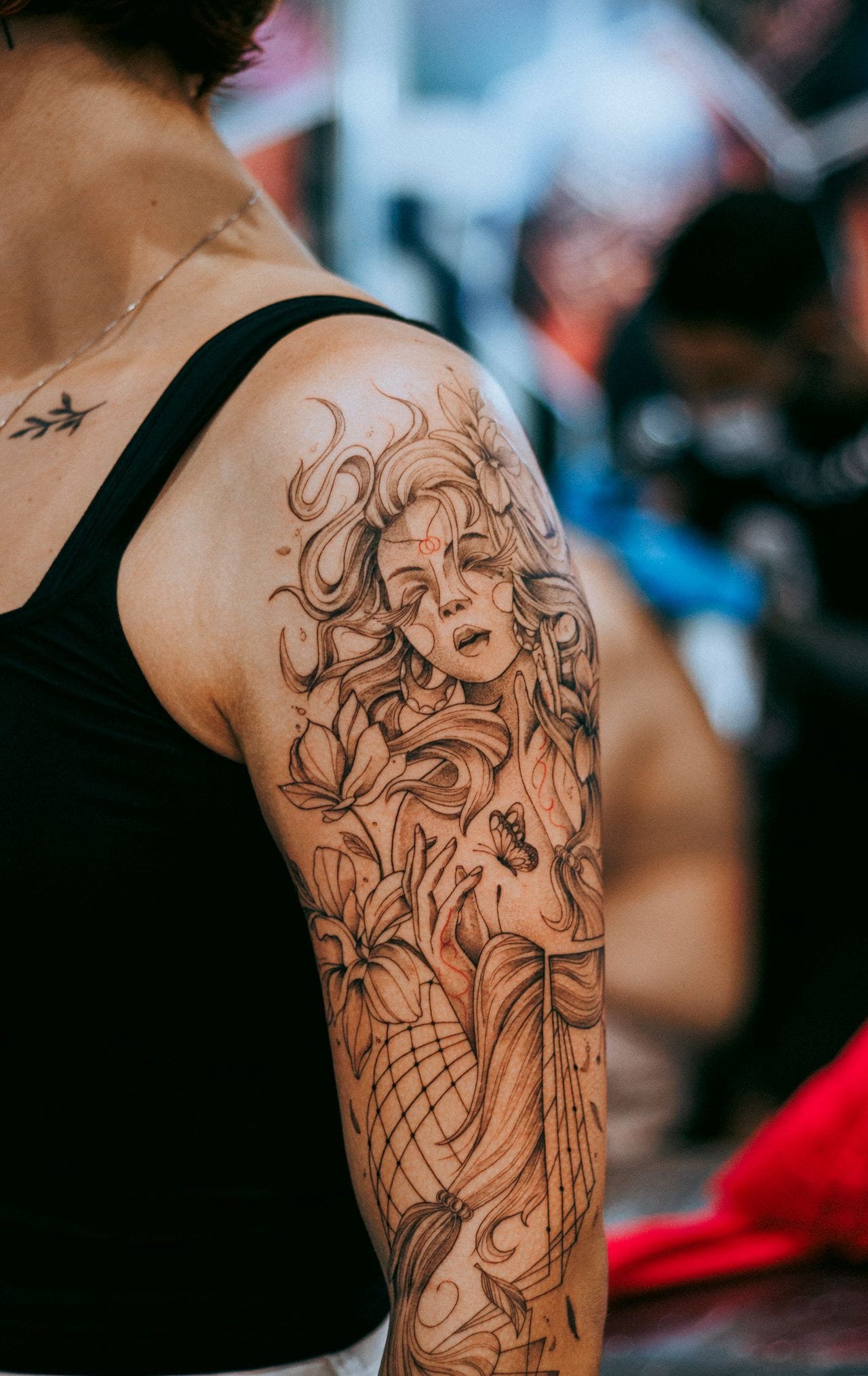 Close up van een tatoeage op een bovenarm